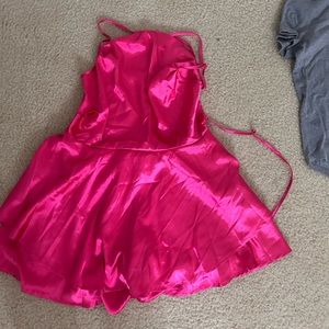 Hot pink open back romper
